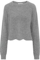 Thumbnail for your product : Autumn Cashmere Cropped Scalloped Ribbed Cashmere Sweater