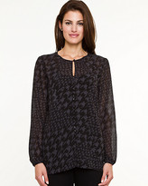 Thumbnail for your product : Le Château Houndstooth Chiffon Button-front Blouse