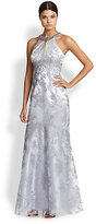 Thumbnail for your product : Teri Jon Necklace-Halter Metallic-Lace Gown