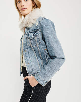 Abercrombie & Fitch Sherpa-Lined Denim Jacket