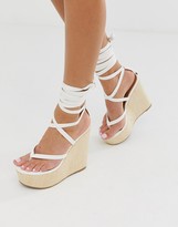 Thumbnail for your product : ASOS DESIGN DESIGN Tribute thong tie leg wedges