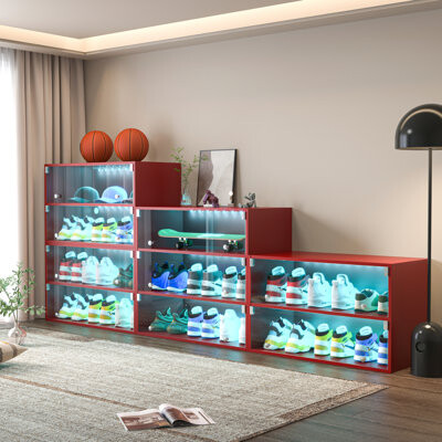 Ivy Bronx Sneaker Cabinet With Led Strip - Fits 6 Pairs.Package Height, Wood Construction Storage Holds 1-2 Drawers, Abs+pc Filler
