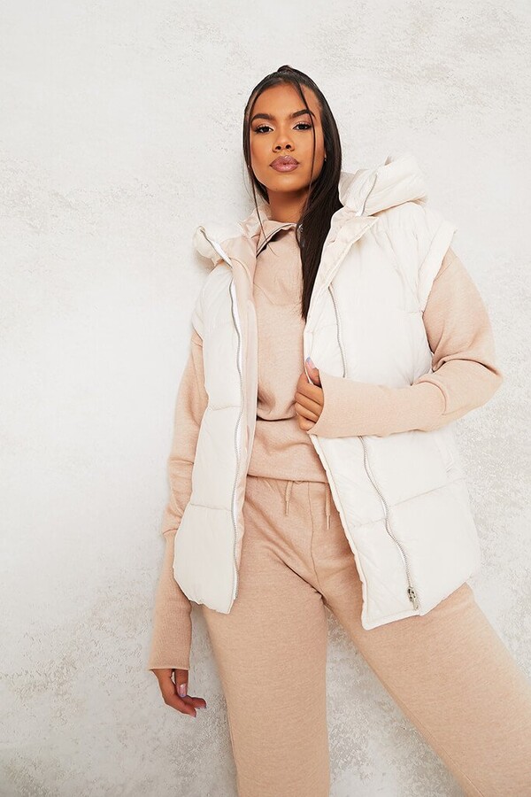 I SAW IT FIRST Cream Oversized Hooded Gilet ShopStyle