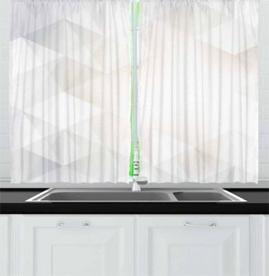 2 Piece Polygon Art Geometrical Forms Contemporary Art Inspired Design Kitchen Curtain