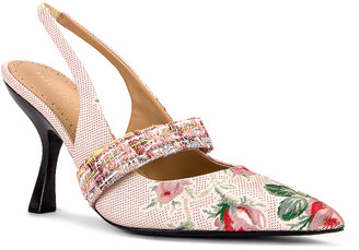 Brock Collection Floral Slingback Heels in White & Pink | FWRD