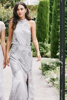 Thumbnail for your product : Little Mistress Delyla Grey Floral Sequin Maxi Dress