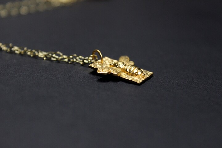 Etsy 24K Gold Vermeil Bug Bee Butterfly Wasp Necklace | .925 Sterling Silver 14K Fill Filled Minimalist Boho Bohemian/Gugma Jewelry