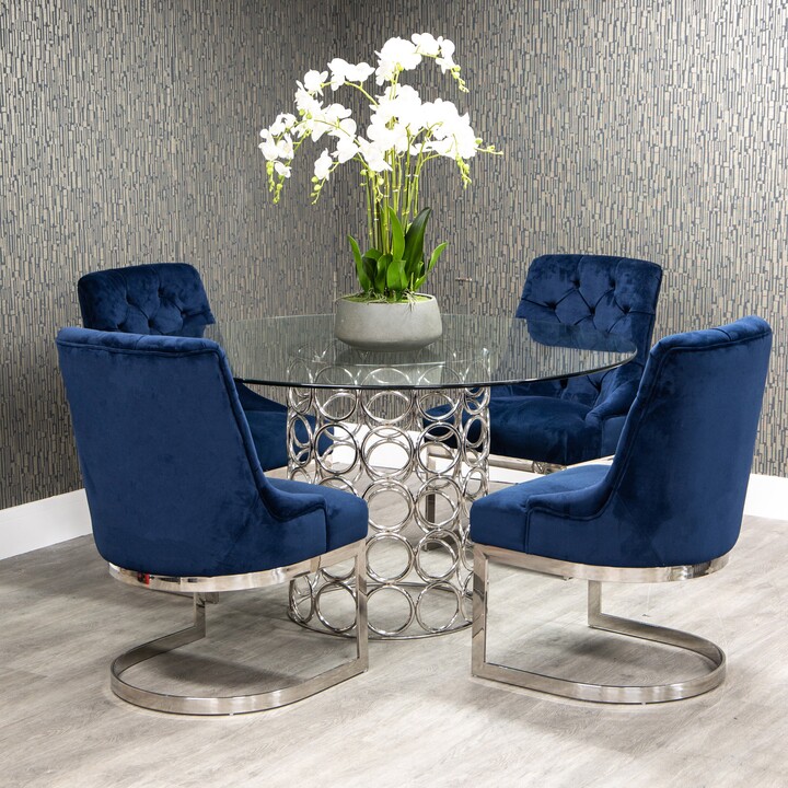 Dunelm Lorna Round 4 Seater Dining Table Glass Clear/Silver ShopStyle