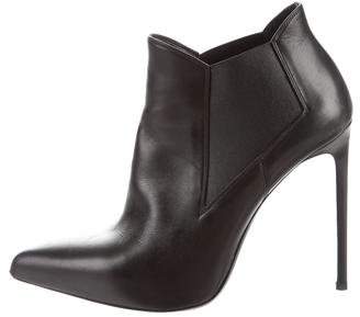 Saint Laurent Leather Pointed-Toe Booties