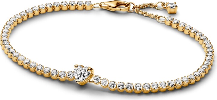 Pandora 14K Gold Plated Sparkling Heart Tennis Bracelet