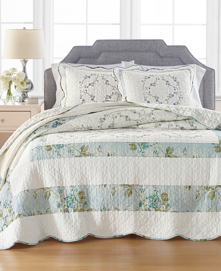 Closeout! Martha Stewart Collection Quilted Embroidered Floral Queen