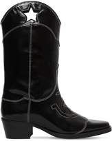 Thumbnail for your product : Ganni 40MM MARLYN BRUSHED LEATHER COWBOY BOOT