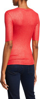 Thumbnail for your product : Majestic Filatures Metallic Ribbed Elbow-Sleeve Top