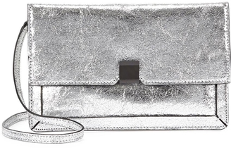 Loeffler Randall Silver cracked leather clutch
