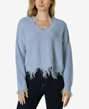 Polly & Esther Juniors' Destructed V-Neck Sweater