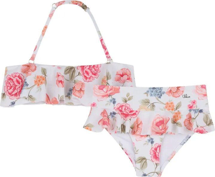 Chloé Children Ruffled Floral-Print Swimwear
