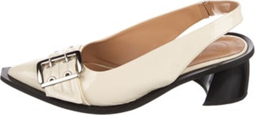 Ganni Patent Leather Slingback Pumps Neutrals Semi-Pointed Toes