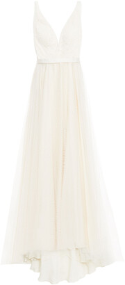 Catherine Deane Nina Paneled Guipure Lace And Point D'esprit Gown