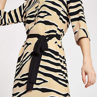 River Island Beige zebra print shirt dress