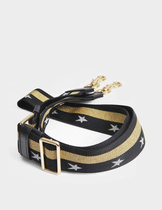Marc Jacobs Stars and Stripes Chain Guitar Bag Strap in Black and Shiny Gold Nylon