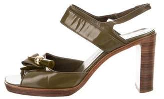 Louis Vuitton Patent Leather Slingback Sandals Olive Patent Leather Slingback Sandals
