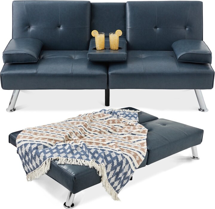 Best Choice Products Modern Faux Leather Convertible Futon Sofa w