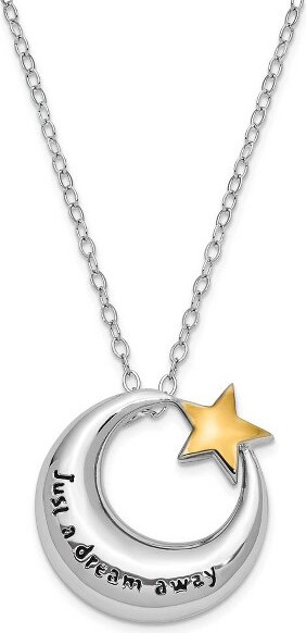 Black Bow Jewelry Co. BlackBowJewelrySterlingSilverGoldToneAccentMoon&StarAshHolderNecklace18in