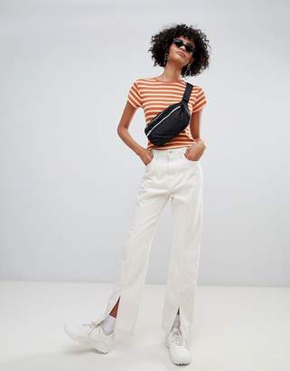 Weekday Limited Collection mom jeans with front seam and slit hem with organic cotton