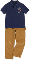 Thumbnail for your product : Ralph Lauren Childrenswear Novel Flag-Detailed Mesh-Knit Polo, Dark Cobalt, Sizes 4-7