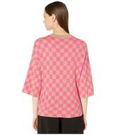 Thumbnail for your product : Adam Lippes Merino Wool Checkerboard Short Sleeve Crew Neck