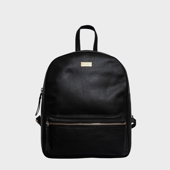 Assots London EDEN' Full Grain Small Leather Zip Top Backpack