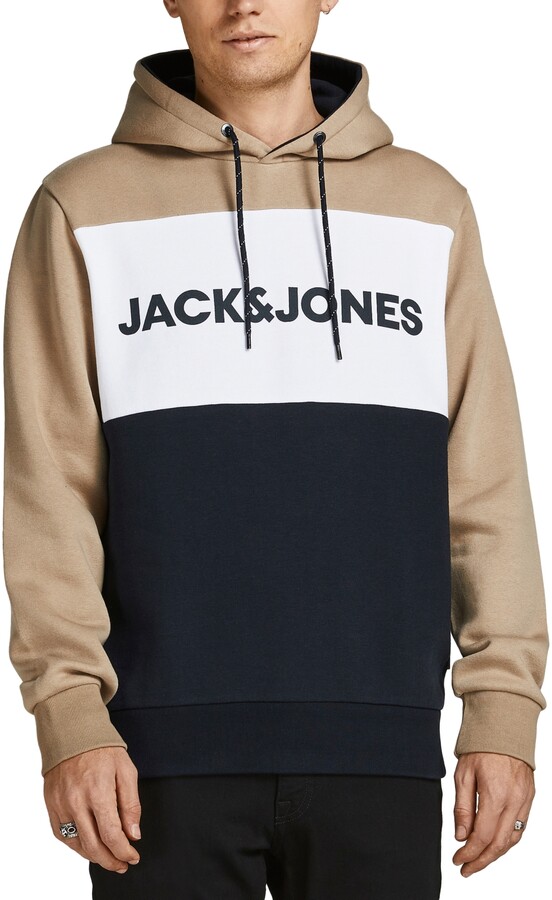 Jack & Jones Core Hoodie Logo Print Drawstring Hooded L/S Sweater Mens JCOThing