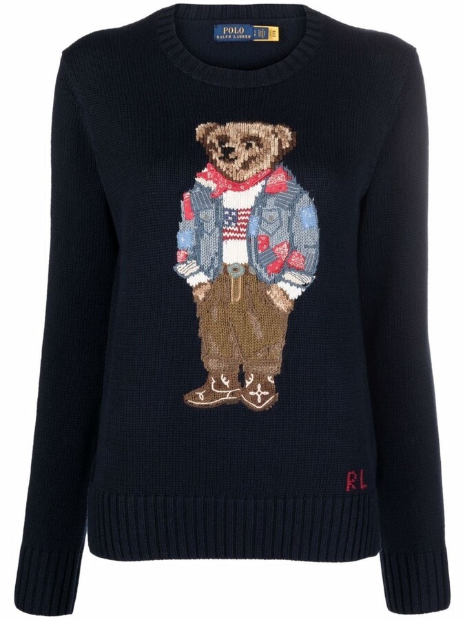 Polo Ralph Lauren Teddy bear-print knitted jumper - ShopStyle Sweaters