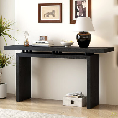 Latitude RunÂ® Uniquely Designed Ash Veneer Console Table Modern Simple Style Featuring Clever Tabletop Design Suitable For Entryway Hallway Living Room Foyer
