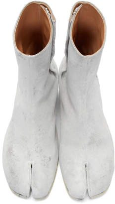 Maison Margiela Grey and White Painted Tabi Boots