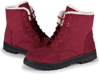 Susanny Suede Flat Platform Sneaker Shoes Plus Velvet Winter Women's Lace Up Cotton Snow Boots 8 B (M) US