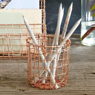 Design Ideas Cabo Pen Pot Handwoven Wire In Copper Finish