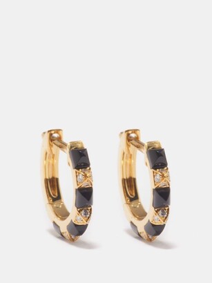 Raphaele Canot Diamond, Onyx & 18kt Gold Hoop Earrings