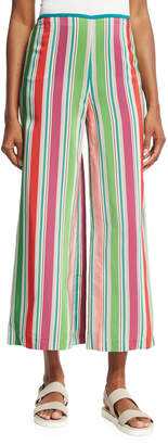 Loro Piana Layton Striped Wide-Leg Pants, Aloe Green/Multi