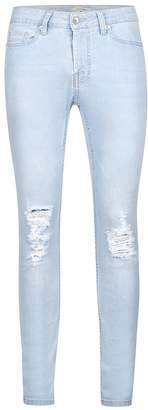 Topman Light Wash Blue Ripped Spray On Skinny Jeans