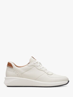 Clarks Un Rio Sprint Lace Up Leather Trainers, White