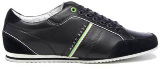 BOSS GREEN Men's Victoire LA Leather Trainers Charcoal