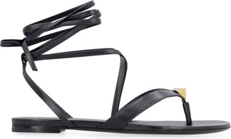 Valentino Garavani - Roman Stud Flip Flop Leather Flat Sandals - ShopStyle