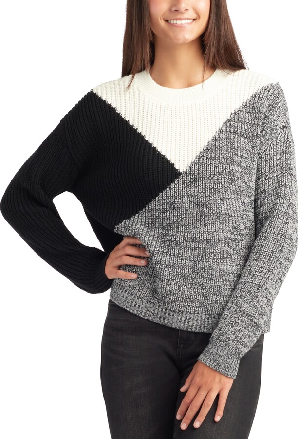 BCX Juniors' Heart-Print V-Neck Sweater - ShopStyle