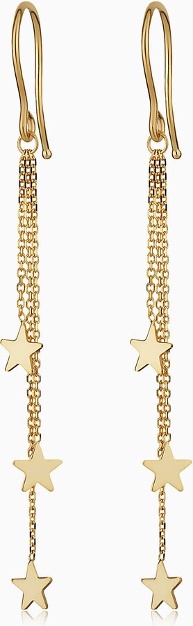 Oradina 14K Yellow Gold Starry Night Drop Earrings