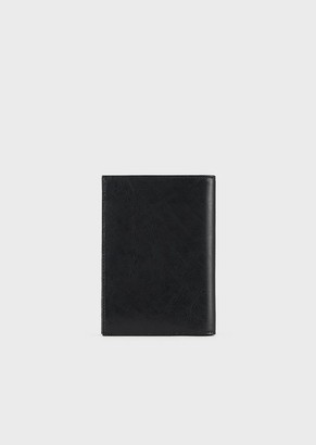 Emporio Armani Travel Essential Leather Passport Cover With Ea Patch