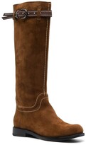 Thumbnail for your product : Ermanno Scervino Suede-Buckled Riding Boots