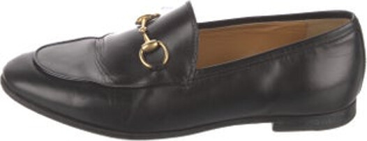 Gucci Leather Loafers Black 1955 Horsebit Accent Round-Toes Designer