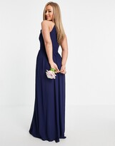 Thumbnail for your product : TFNC Bridesmaid high neck pleated maxi dress in navy