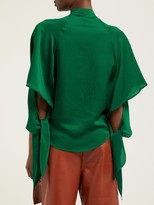 Thumbnail for your product : Petar Petrov Belfair Silk-blend Satin Blouse - Green